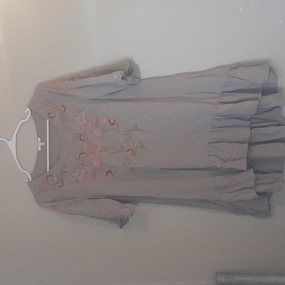 Embroidered tunic style mini dress